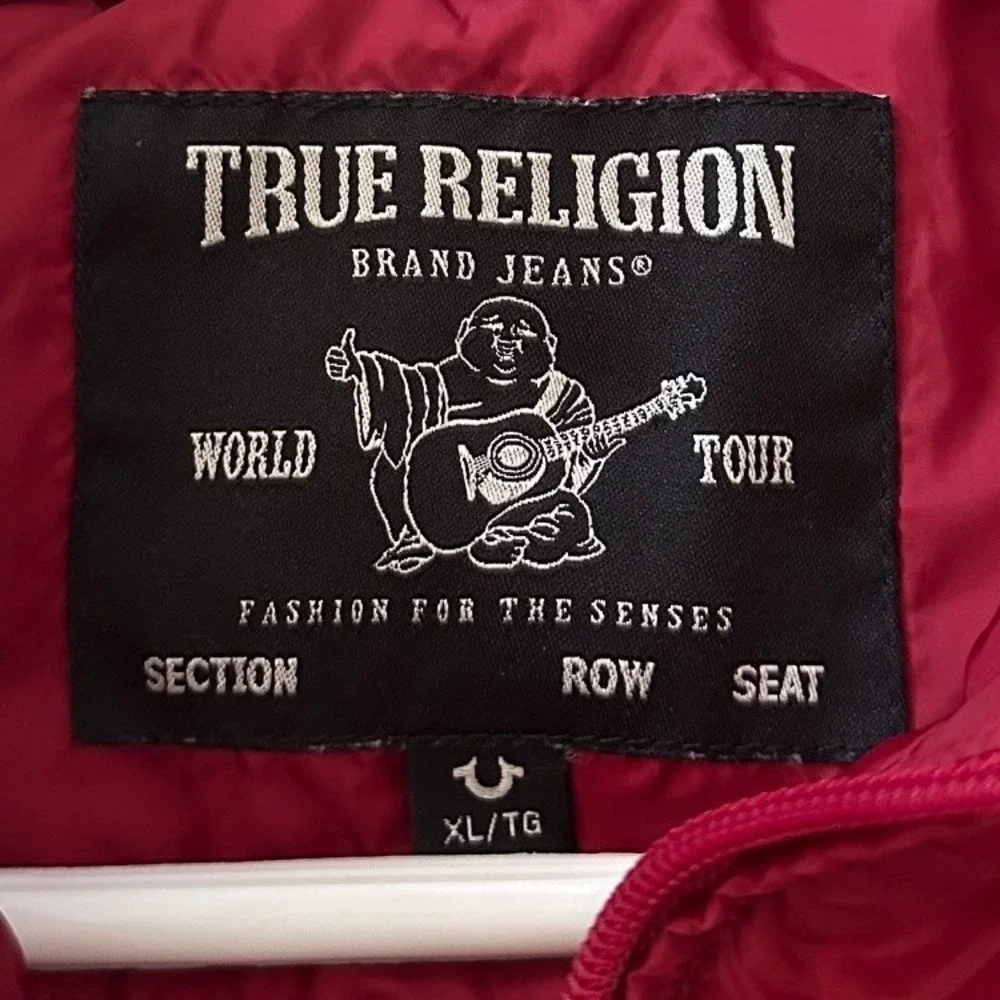 True Religion Red Quilted Puffer Jacket Men's XL